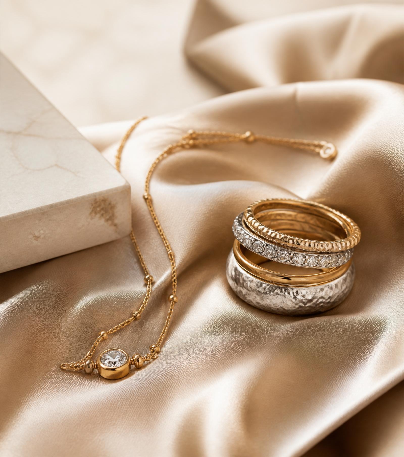 18K Gold Vermeil and 925 Sterling Silver B2B Showcase Background
